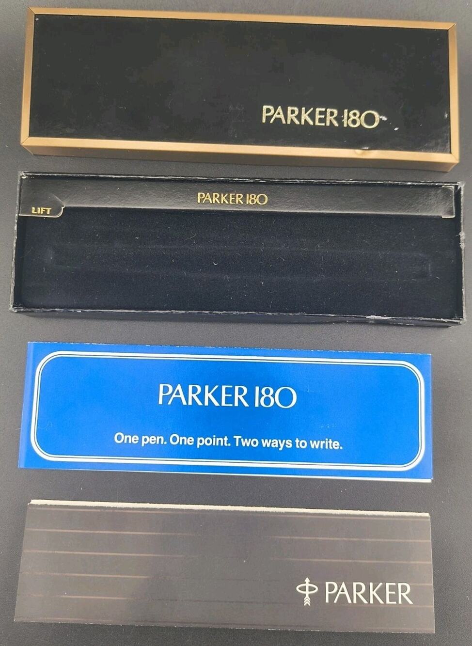 Vintage Parker 180 Pen Presentation Box, Outer Sleeve, and Inserts Set